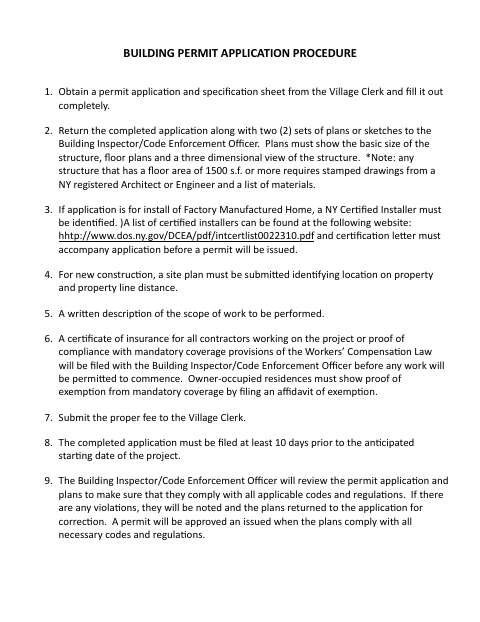First page of the Building and Zoning Permit Application