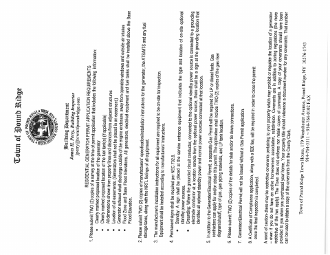 First page of the Emergency Generator Permit Application