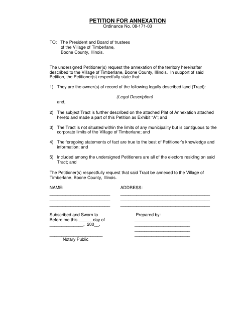 First page of the Petition for Annexation