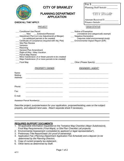 First page of the Planning Application