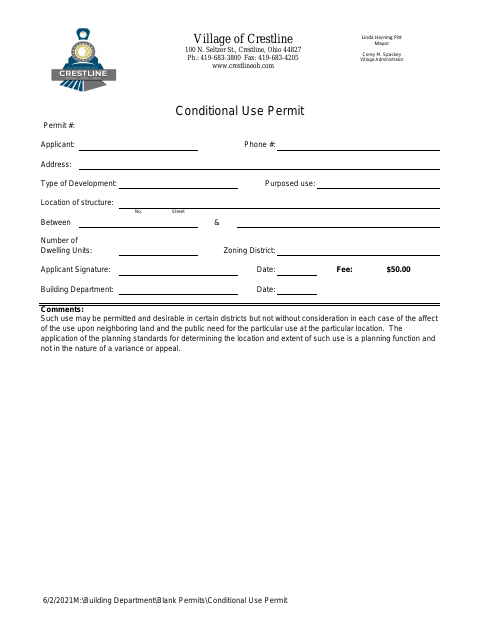 First page of the Conditional Use Permit