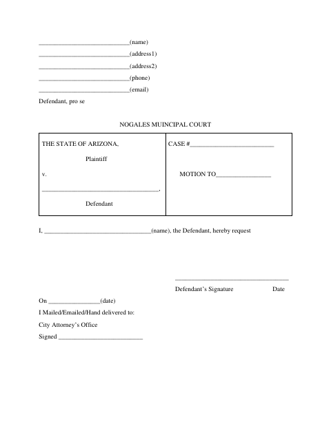 First page of the Municipal Court Motion