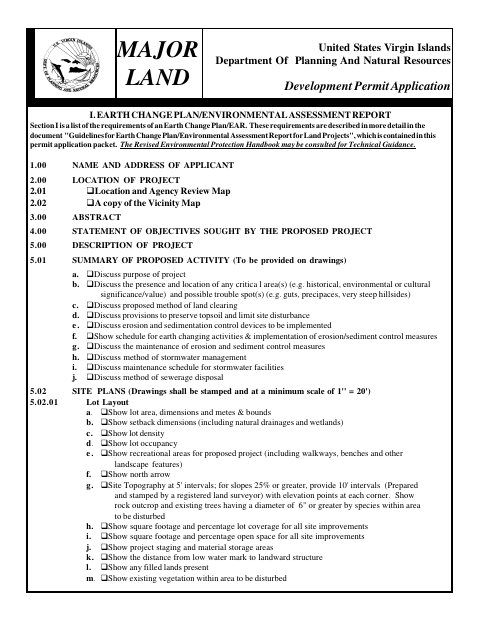 First page of the Major Land Development Permit Application