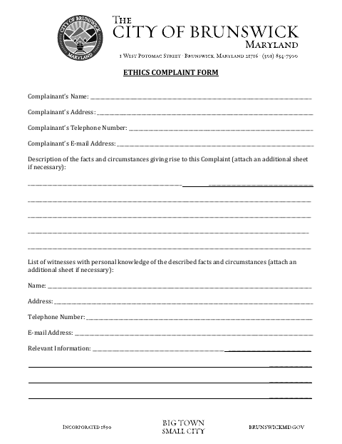 First page of the Ethics Complaint Form