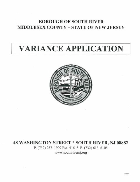 First page of the Variance Application Package