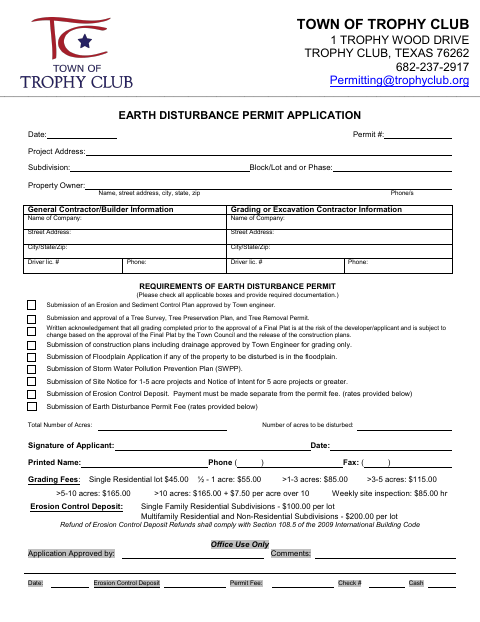 First page of the Earth Disturbance Permit Application