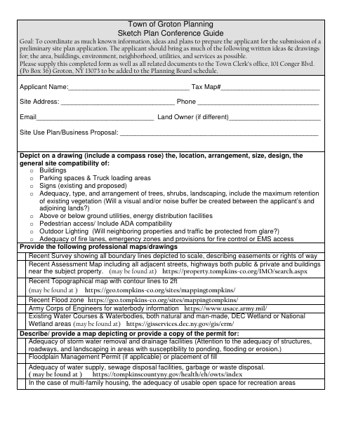 First page of the Planning Sketch Plan Conference Guide