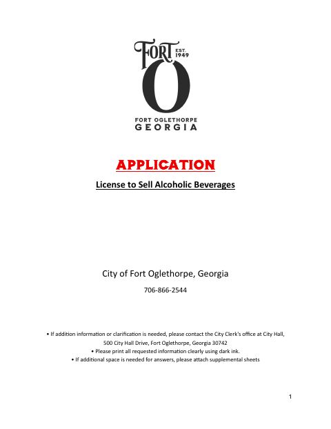 First page of the Alcoholic Beverage License Application