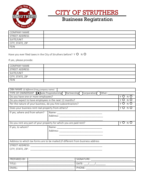 First page of the Business Registration