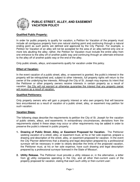 First page of the Vacation Consent Form