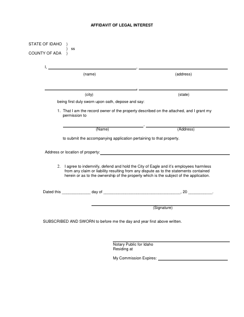 First page of the Affidavit of Legal Interest