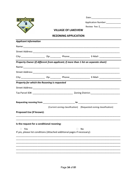 First page of the Rezoning Application