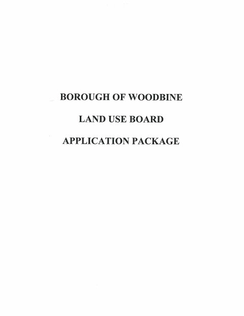 First page of the Land Use Board Application Package