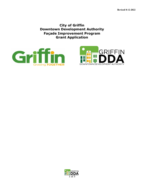 First page of the Façade Improvement Program Grant Application
