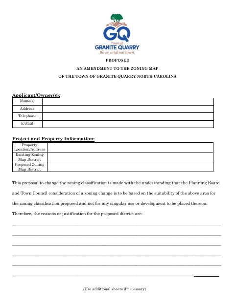 First page of the Proposed Zoning Map Amendment Application