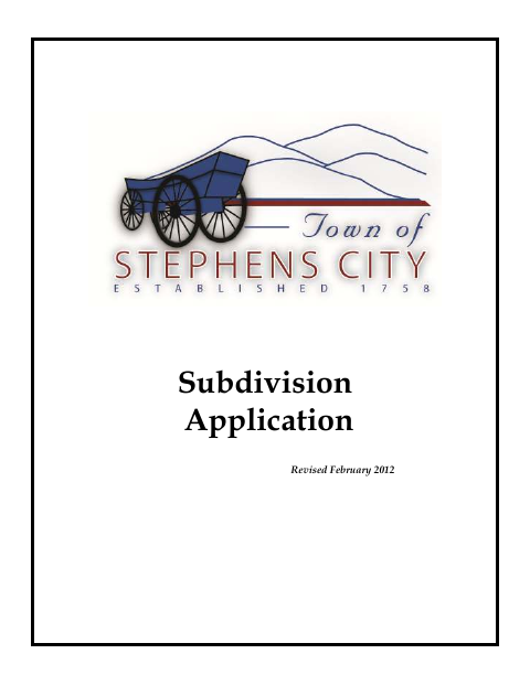 First page of the Subdivision Application