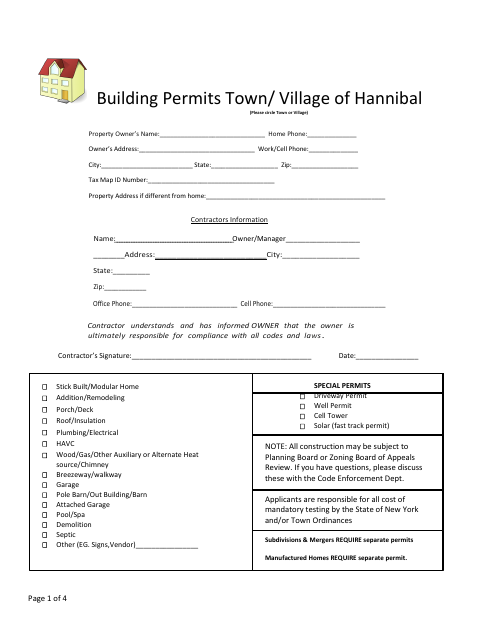 First page of the Building Permit Application