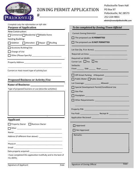 First page of the Zoning Permit Application