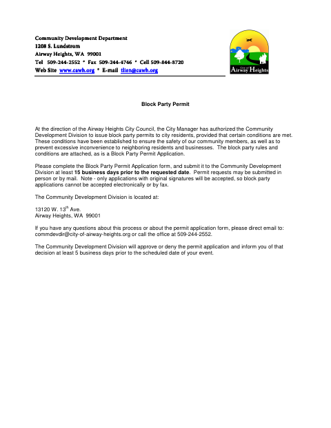First page of the Block Party Permit