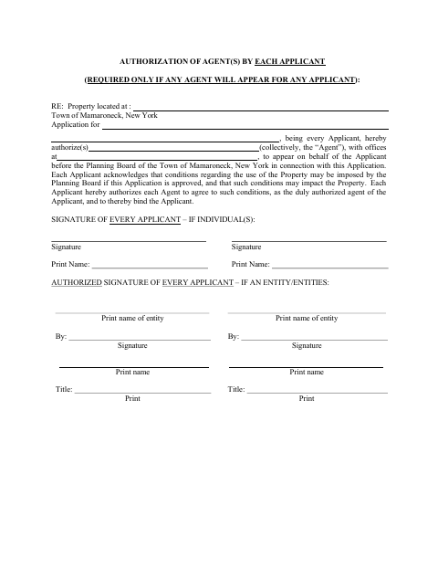 First page of the Authorization of Agents by Each Applicant