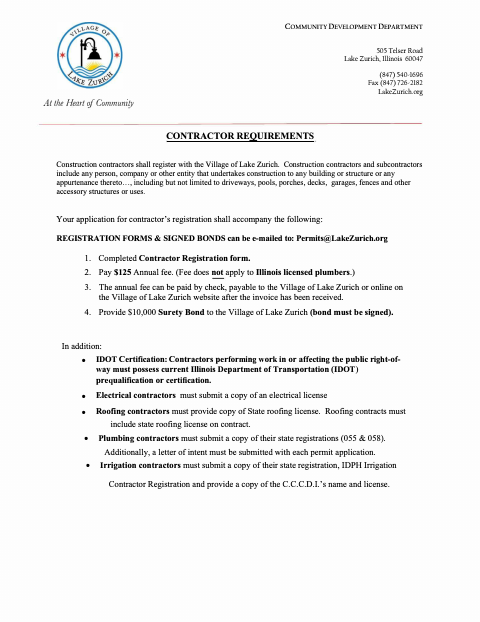 First page of the Building Contractor Registration Application
