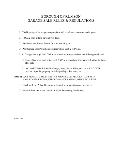 First page of the Garage Sale Application