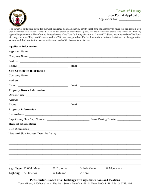 First page of the Sign Permit Application