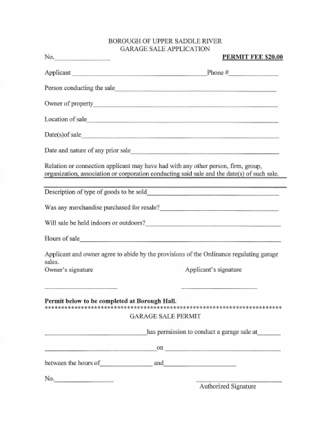 First page of the Garage Sale Application