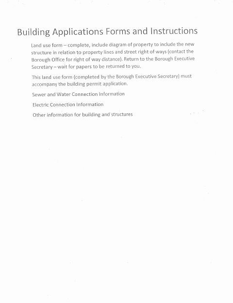 First page of the Building Application Forms and Instructions