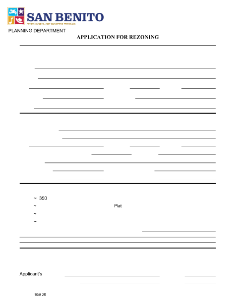 First page of the Rezoning Application