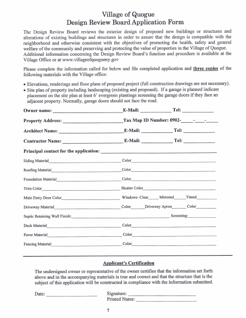 First page of the Design Review Board Application Form