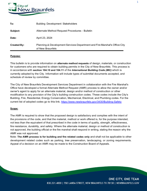 First page of the Alternate Method Request Application