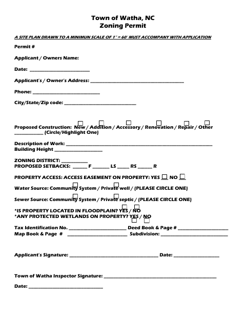 First page of the Zoning Permit
