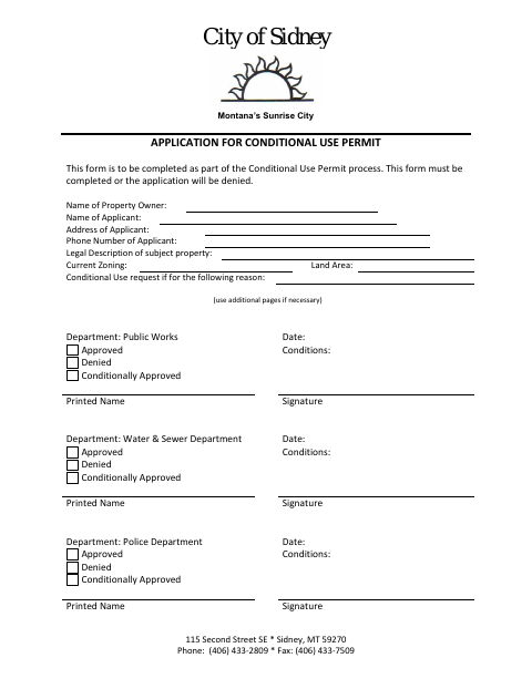 First page of the Application for Conditional Use Permit