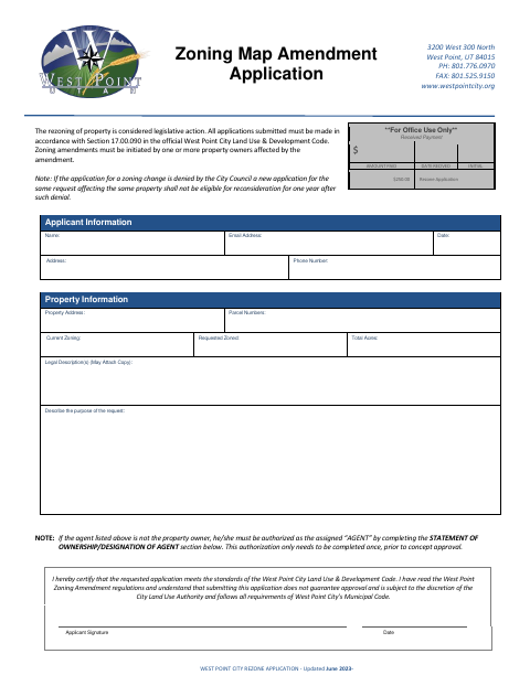 First page of the Rezone Application