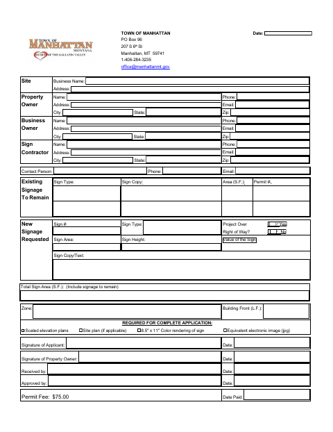 First page of the Sign Permit Application