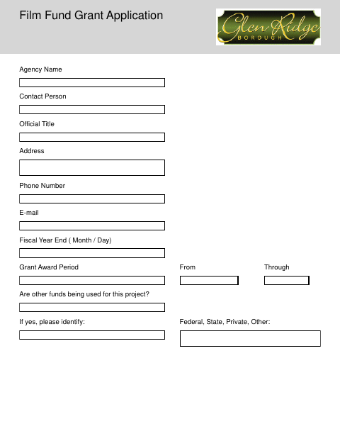 First page of the Film Fund Grant Application