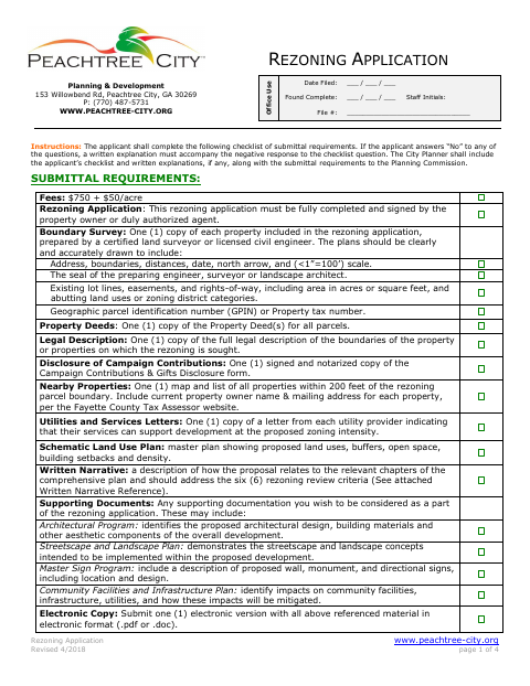 First page of the Rezoning Application