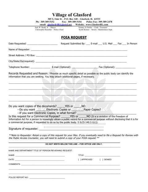 First page of the FOIA Request