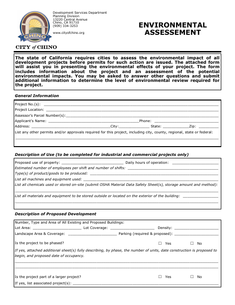 First page of the Environmental Assessment