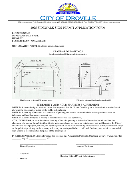 First page of the Sidewalk Sign Permit Application