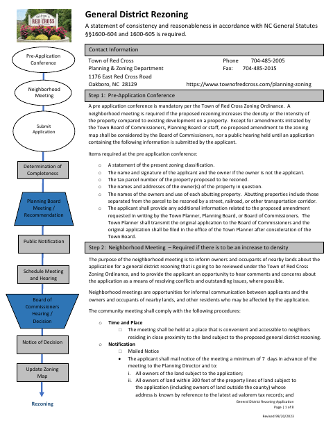 First page of the General District Rezoning Application