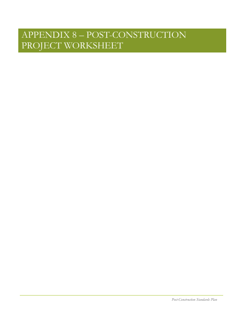First page of the Post-Construction Project Worksheet