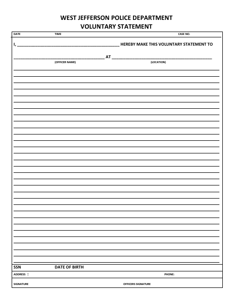 First page of the Voluntary Statement