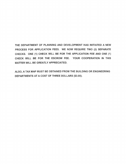 First page of the Application for Final Approval/Major Subdivision Plan