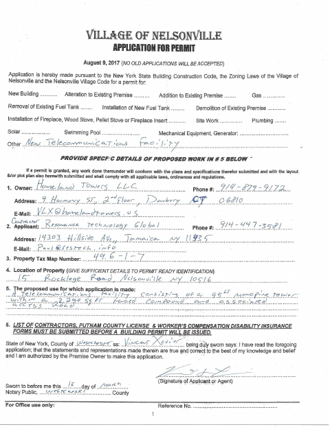 First page of the Application for Permit