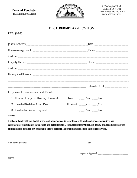 First page of the Deck Permit Application