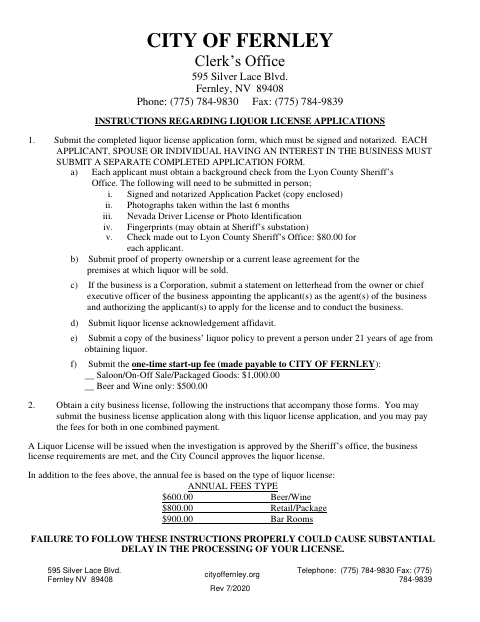 First page of the Privileged Business License and Liquor License Application