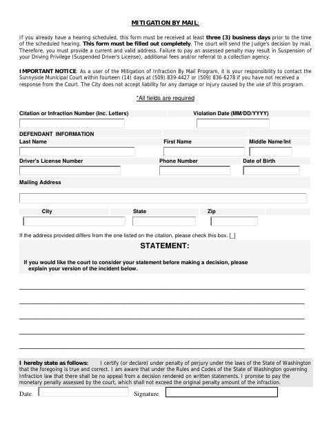 First page of the Mitigation By Mail