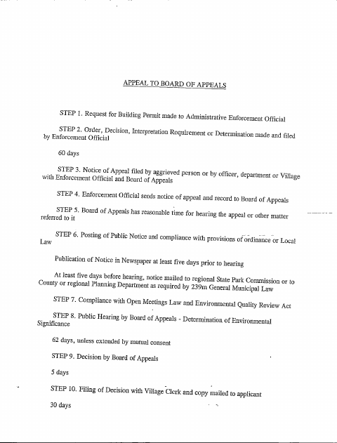 First page of the Zoning Board of Appeals Application